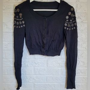 Black Cardigan/Bolero with decorative snaps